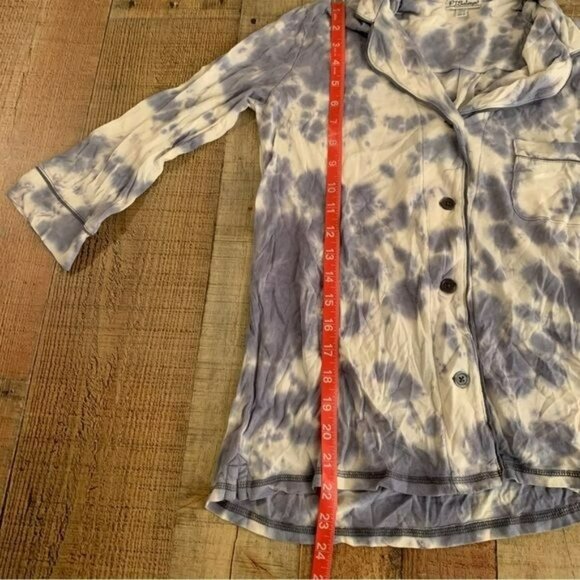 PJ salvage marine blue and white  1/2 sleeve button up Pajama top small NWTs - Picture 4 of 9
